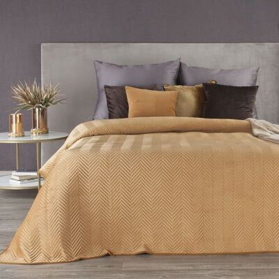 Eurofirany Narzuta velvetowa wzór jodełka 220X240 Miodowy SOFIA Eurofirany Narzuta velvetowa wzór jodełka 220X240 Miodowy SOFIA