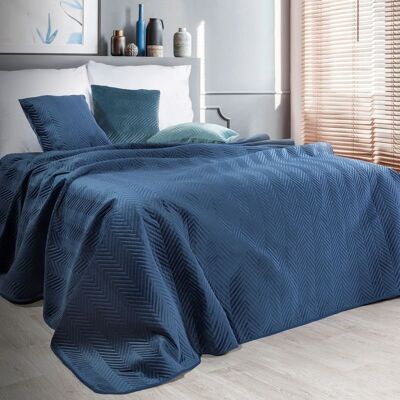 Eurofirany Narzuta velvetowa wzór jodełka 230X260 GRANANATOWA SOFIA Eurofirany Narzuta velvetowa wzór jodełka 230X260 GRANANATOWA SOFIA