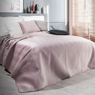 Eurofirany Narzuta velvetowa Wzór Jodełka 230X260 Pudrowy Róż Sofia Eurofirany Narzuta velvetowa Wzór Jodełka 230X260 Pudrowy Róż Sofia