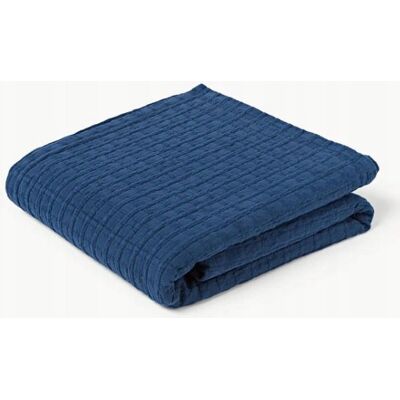 Westwing Collection Narzuta z piki waflowej Orville granatowa 260 x 260 cm 100% bawełna Westwing Collection Narzuta z piki waflowej Orville granatowa 260 x 260 cm 100% bawełna