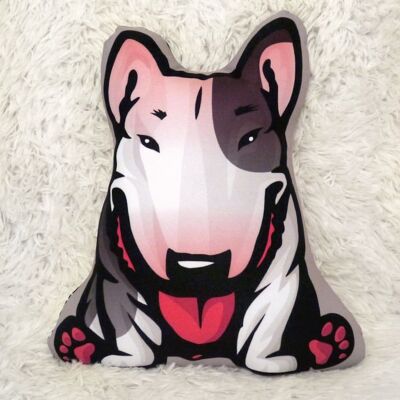 Psiakrew Piesek Bull Terrier biały z łatką Poduszka Przytulanka Maskotka-Mini Psiakrew Piesek Bull Terrier biały z łatką Poduszka Przytulanka Maskotka-Mini