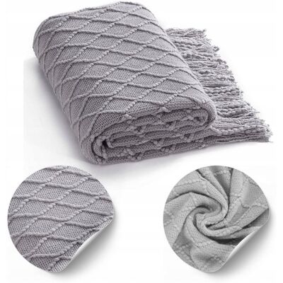 Domarex PLECIONY KOC DZIANINOWY 130X170 CM AKRYLOWY Z FRĘDZLAMI CIEPŁY PLED Domarex PLECIONY KOC DZIANINOWY 130X170 CM AKRYLOWY Z FRĘDZLAMI CIEPŁY PLED