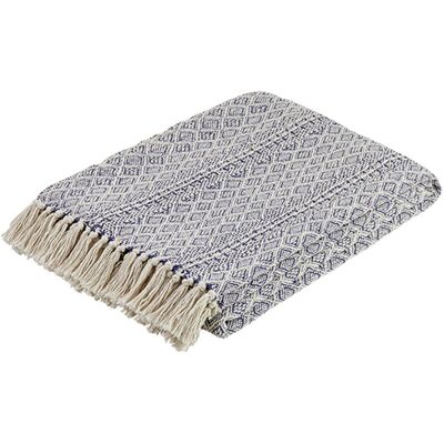 Liv Interior Pled niebieski narzuta na łóżko koc bawełniany DIAMOND NATURAL BLUE, błękitna,130 x 180 cm Liv Interior Pled niebieski narzuta na łóżko koc bawełniany DIAMOND NATURAL BLUE, błękitna,130 x 180 cm