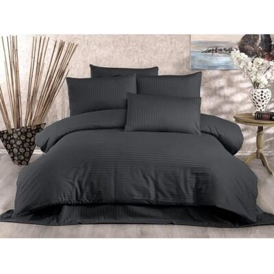 Inny producent Pościel - 1 poszwa na kołdrę 220x240 cm + 2 poszewki na poduszki 60x60 cm - 70% poliester, 30% bawełna - Antracytowy Inny producent Pościel - 1 poszwa na kołdrę 220x240 cm + 2 poszewki na poduszki 60x60 cm - 70% poliester, 30% bawełna - Antracytowy