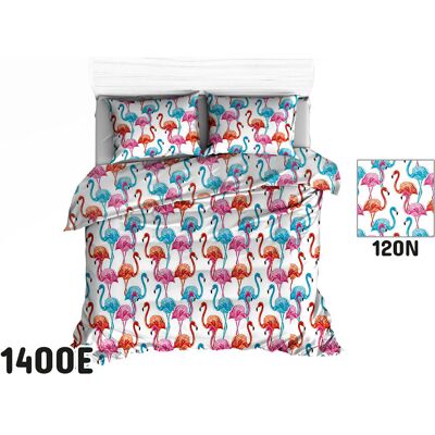 Extrapościel Pościel 100x135 1400E biała flamingi kolorowe wakacyjny 120N Extrapościel Pościel 100x135 1400E biała flamingi kolorowe wakacyjny 120N