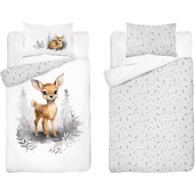 Detexpol Pościel bambusowa dziecięca 90x120 biała i szara z jelonkiem – 4786 B – Baby Bamboo Detexpol Pościel bambusowa dziecięca 90x120 biała i szara z jelonkiem – 4786 B – Baby Bamboo