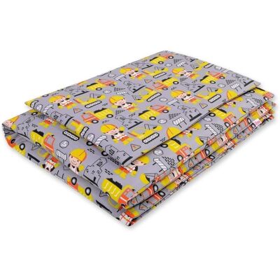 Bobono Pościel dla dzieci 2-częściowa bawełniana 135x100 cm - koparki żółte Bobono Pościel dla dzieci 2-częściowa bawełniana 135x100 cm - koparki żółte