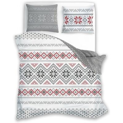 Pościel Flanelowa 140x200 Pure Flannel Szara Czerwona Świąteczna Z Jedną Poszewką Faro Pościel Flanelowa 140x200 Pure Flannel Szara Czerwona Świąteczna Z Jedną Poszewką Faro