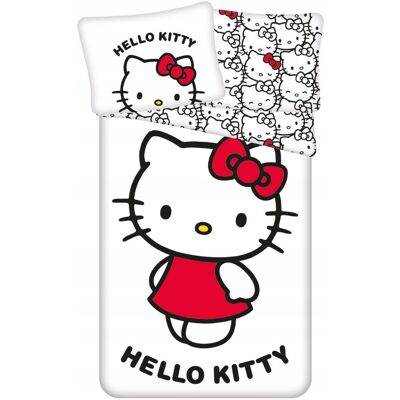 Jerry Fabrics Pościel Hello Kitty 140x200 cm Czerwono-Biała Bawełniana Jerry Fabrics Pościel Hello Kitty 140x200 cm Czerwono-Biała Bawełniana