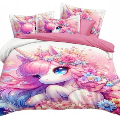 Inny producent POŚCIEL KOMPLET POŚCIELI 160x200 + 2 POSZEWKI NA PODUSZKI Z JEDNOROŻCEM Inny producent POŚCIEL KOMPLET POŚCIELI 160x200 + 2 POSZEWKI NA PODUSZKI Z JEDNOROŻCEM
