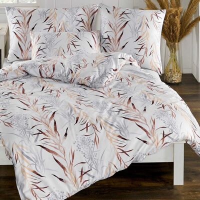 Darymex Pościel bawełniana 160x200 satyna 100% BAWEŁNA biała w szaro beżowe liście Darymex Pościel bawełniana 160x200 satyna 100% BAWEŁNA biała w szaro beżowe liście