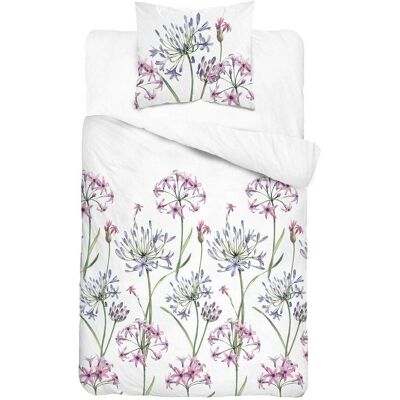 Detexpol Pościel satynowa 140x200 biała w kwiaty fioletowo-różowe – 5809 A – Botanica Satin Detexpol Pościel satynowa 140x200 biała w kwiaty fioletowo-różowe – 5809 A – Botanica Satin
