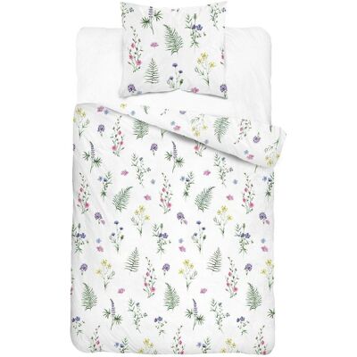 Detexpol Pościel satynowa 140x200 biała w kwiaty i rośliny – 5807 B – Botanica Satin Detexpol Pościel satynowa 140x200 biała w kwiaty i rośliny – 5807 B – Botanica Satin