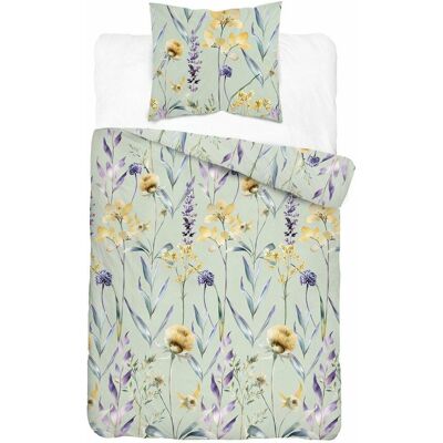 Detexpol Pościel satynowa 140x200 miętowa w pastelowe kwiaty – 5811 A – Botanica Satin Detexpol Pościel satynowa 140x200 miętowa w pastelowe kwiaty – 5811 A – Botanica Satin