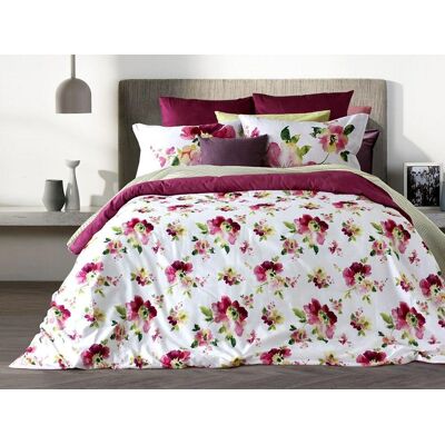 LUXURY S.C. Pościel satynowa 150x210 Kwiaty malowane biała fuksja Lusso D34 poszewki 2x50/60 2x 50/70 prześcieradło 150x210 LUXURY S.C. Pościel satynowa 150x210 Kwiaty malowane biała fuksja Lusso D34 poszewki 2x50/60 2x 50/70 prześcieradło 150x210