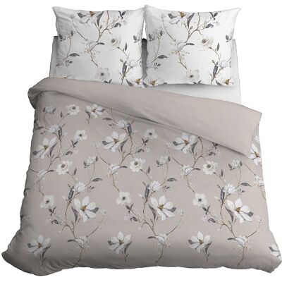 Detexpol Pościel satynowa 160x200 beżowa kwiaty 4070 C Home Satin 80 Detexpol Pościel satynowa 160x200 beżowa kwiaty 4070 C Home Satin 80