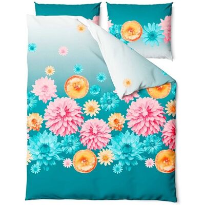 ZARATEX Pościel satynowa 160x200 Blossom turkusowa kolorowe kwiaty Satin Home 1 ZARATEX Pościel satynowa 160x200 Blossom turkusowa kolorowe kwiaty Satin Home 1