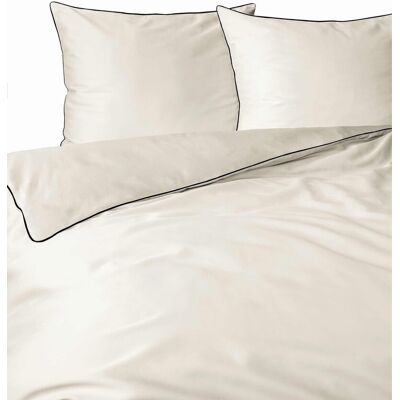 Detexpol Pościel satynowa 160x200 kremowa z lamówką Mako Satin 62 Detexpol Pościel satynowa 160x200 kremowa z lamówką Mako Satin 62