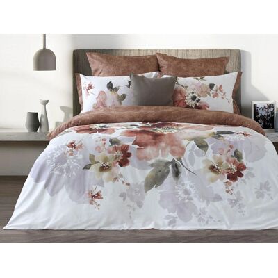 LUXURY S.C. Pościel satynowa 210x200 Kwiaty malowane akwarelowe biała brązowa Lusso D28 poszewki 2x50/70 2x50/60 prześcieradło 220x240 LUXURY S.C. Pościel satynowa 210x200 Kwiaty malowane akwarelowe biała brązowa Lusso D28 poszewki 2x50/70 2x50/60 prześcieradło 220x240