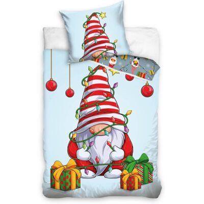 Carbotex Pościel Świąteczna Bawełniana 160x200 + 70x80 Krasnal Skrzat Niebieski Carbotex Pościel Świąteczna Bawełniana 160x200 + 70x80 Krasnal Skrzat Niebieski