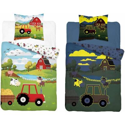 Detexpol Pościel świecąca w ciemności 160x200 farma z traktorem 5545 A - Fluo 95 Detexpol Pościel świecąca w ciemności 160x200 farma z traktorem 5545 A - Fluo 95
