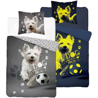 Detexpol Pościel świecąca w ciemności 160x200 Pies piłka grafitowa szara biała 5205 A Fluo 40 Detexpol Pościel świecąca w ciemności 160x200 Pies piłka grafitowa szara biała 5205 A Fluo 40