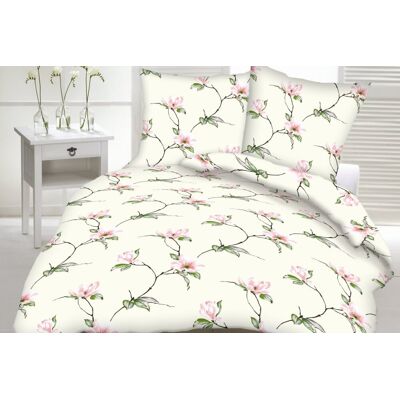 FAN Pościel Z Kory 100% Bawełna 160x200 Wzór Krem Kwiaty FAN Pościel Z Kory 100% Bawełna 160x200 Wzór Krem Kwiaty
