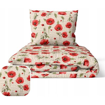 Inny producent Pościel z Kory 140x200 + poszewka 70x80 POLSKI PRODUCENT - maki ekri Inny producent Pościel z Kory 140x200 + poszewka 70x80 POLSKI PRODUCENT - maki ekri