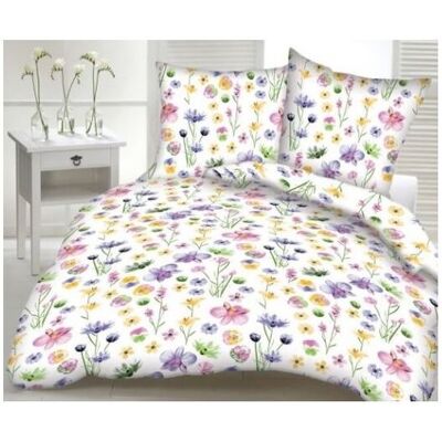 Karo Pościel z kory 160x200 135B biała łączka kolorowe kwiatki na guziki bawełniana gruba Karo Pościel z kory 160x200 135B biała łączka kolorowe kwiatki na guziki bawełniana gruba