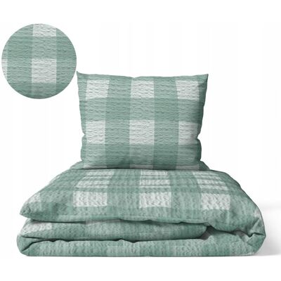 Inny producent Pościel z Kory 160x200 + 1x70x80 KOMPLET PREMIUM : Krata Mięta Inny producent Pościel z Kory 160x200 + 1x70x80 KOMPLET PREMIUM : Krata Mięta