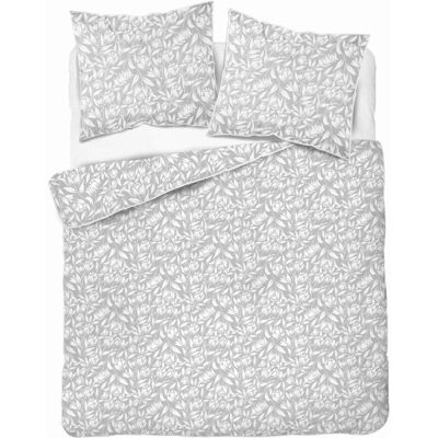 Detexpol Pościel z perkalu 160x200 jasnoszara w botaniczny wzór - 5900 B - Soft Garden Detexpol Pościel z perkalu 160x200 jasnoszara w botaniczny wzór - 5900 B - Soft Garden