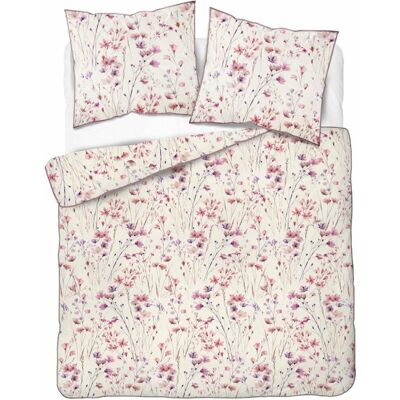 Detexpol Pościel z perkalu 160x200 kremowa w różowo-fioletowe polne kwiaty - 5896 A - Soft Garden Detexpol Pościel z perkalu 160x200 kremowa w różowo-fioletowe polne kwiaty - 5896 A - Soft Garden