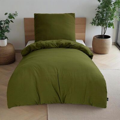 Inny producent Pościel z Prześcieradłem Komplet 3 Sztuki Miękka 135x200 cm Oliwkowa Inny producent Pościel z Prześcieradłem Komplet 3 Sztuki Miękka 135x200 cm Oliwkowa
