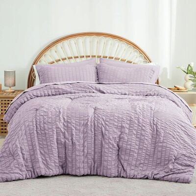 Inny producent Poszwa na kołdrę 200 x 200 cm + 2 poszewki 65 x 65 cm, w paski, fioletowa Inny producent Poszwa na kołdrę 200 x 200 cm + 2 poszewki 65 x 65 cm, w paski, fioletowa