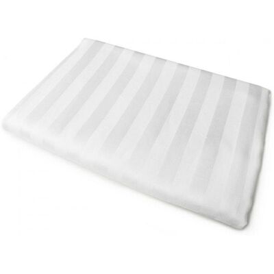 Karo Prześcieradło adamaszkowe 220x200 Tivoli białe paski 1 cm 140 g/m2 satynowe atłasowe Karo Prześcieradło adamaszkowe 220x200 Tivoli białe paski 1 cm 140 g/m2 satynowe atłasowe