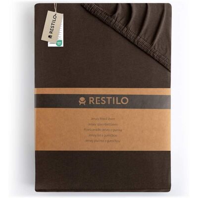 FLHF SA Prześcieradło AMBER kolor ciemny brąz styl klasyczny materiał jersey 220-240x220 RESTILO FLHF SA Prześcieradło AMBER kolor ciemny brąz styl klasyczny materiał jersey 220-240x220 RESTILO