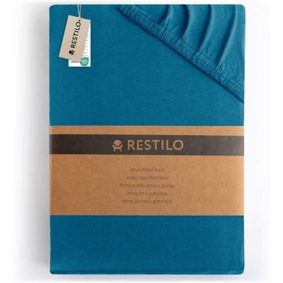 FLHF SA Prześcieradło AMBER kolor niebieski styl klasyczny materiał jersey 140-160x200 RESTILO FLHF SA Prześcieradło AMBER kolor niebieski styl klasyczny materiał jersey 140-160x200 RESTILO