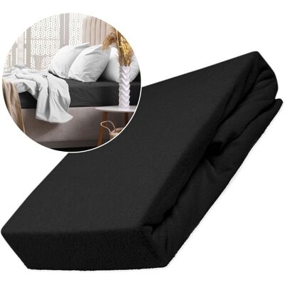 Darymex Prześcieradło z gumką 160x200 frotte BAWEŁNIANA FROTA barwa kolor czarny Darymex Prześcieradło z gumką 160x200 frotte BAWEŁNIANA FROTA barwa kolor czarny