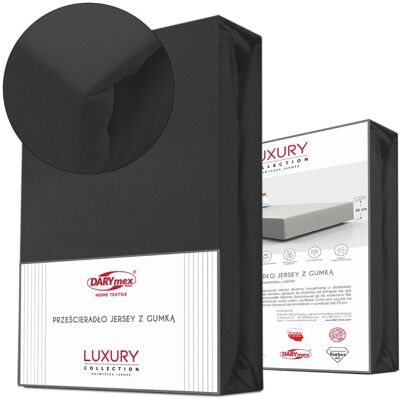 Darymex Prześcieradło Jersey Elastan 180x200 Z Gumką Czarne Na Wysoki Materac 25 Cm Luxury Darymex Prześcieradło Jersey Elastan 180x200 Z Gumką Czarne Na Wysoki Materac 25 Cm Luxury