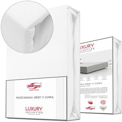 Darymex Prześcieradło Jersey Elastan 90x200 Z Gumką Białe Na Wysoki Materac 25 Cm Luxury Darymex Prześcieradło Jersey Elastan 90x200 Z Gumką Białe Na Wysoki Materac 25 Cm Luxury