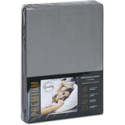 Eurofirany Prześcieradło JERSEY4 140x200 gumka bawełniane jednolite wys.30 cm stal Eurofirany Prześcieradło JERSEY4 140x200 gumka bawełniane jednolite wys.30 cm stal