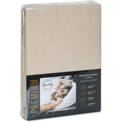 Eurofirany Prześcieradło jersey z gumką 180x200 beżowe na wysoki materac 30 cm 190 g/m2 Eurofirany Prześcieradło jersey z gumką 180x200 beżowe na wysoki materac 30 cm 190 g/m2