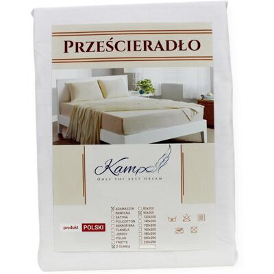 Kam-Pol PRZEŚCIERADŁO Z GUMKĄ HOTELOWE ADAMASZEK PASEK 2 CM 200x200 Kam-Pol PRZEŚCIERADŁO Z GUMKĄ HOTELOWE ADAMASZEK PASEK 2 CM 200x200