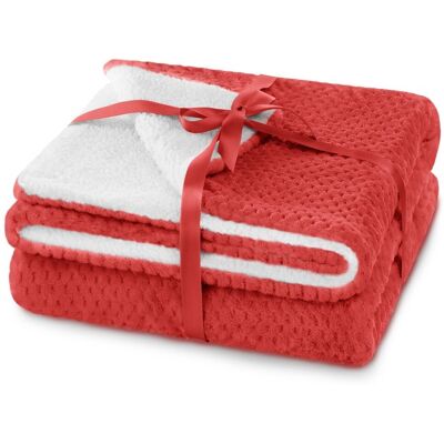 AmeliaHome RESTILO koc SHLEEPY kolor czerwony tłoczony żakardowo styl klasyczny 130x180 AmeliaHome RESTILO koc SHLEEPY kolor czerwony tłoczony żakardowo styl klasyczny 130x180