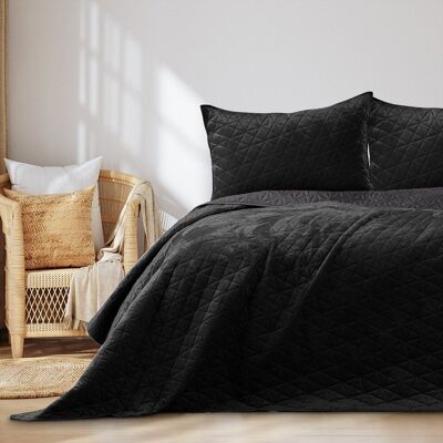Restilo narzuta LAILA kolor czarny gładki styl glamour materiał przód velvet, tył mikrofibra 170x270 Restilo narzuta LAILA kolor czarny gładki styl glamour materiał przód velvet, tył mikrofibra 170x270