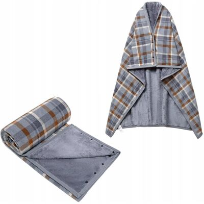 Inny producent SIVENKE Damski Poncho Fleece Koc Kraciasty Ciepły Szal Narzutka z Guzikami Inny producent SIVENKE Damski Poncho Fleece Koc Kraciasty Ciepły Szal Narzutka z Guzikami