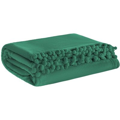 Spod Igły i Nitki Koc Narzuta 150x200 Mikrofibra Pompie Pompony Butelkowa Zieleń Spod Igły i Nitki Koc Narzuta 150x200 Mikrofibra Pompie Pompony Butelkowa Zieleń