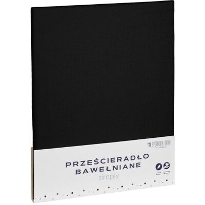 Prześcieradło bawełniane 220x200 cm czarne jednobarwne Simply Spod Igły i Nitki Prześcieradło bawełniane 220x200 cm czarne jednobarwne Simply Spod Igły i Nitki
