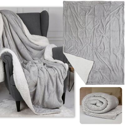 sarcia.eu Szara narzuta/koc z barankiem, koc z mikropolaru, sherpa 220-230 g/m 150x200 cm sarcia.eu Szara narzuta/koc z barankiem, koc z mikropolaru, sherpa 220-230 g/m 150x200 cm