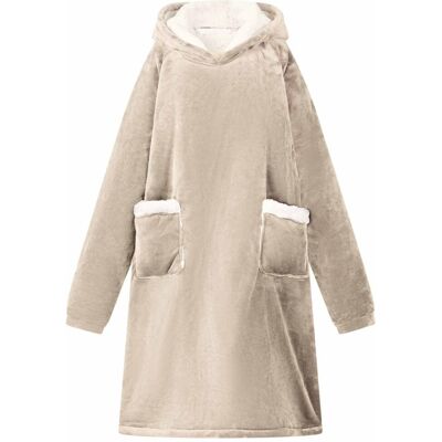 vidaXL Bluza-koc Beżowy 112 x 94 cm Fleece i Flanela vidaXL Bluza-koc Beżowy 112 x 94 cm Fleece i Flanela